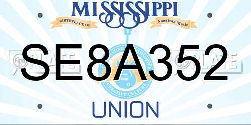 SE8A352 Mississippi License Plate