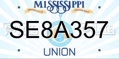SE8A357 Mississippi License Plate