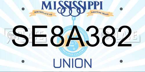 SE8A382 Mississippi License Plate
