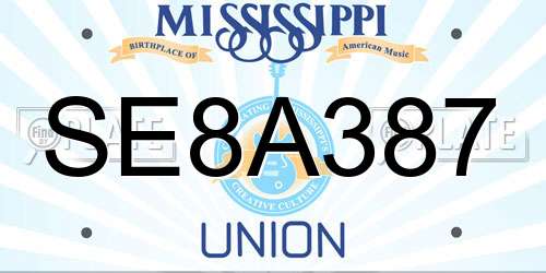 SE8A387 Mississippi License Plate
