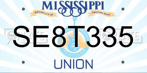 SE8T335 Mississippi License Plate