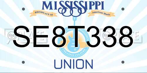 SE8T338 Mississippi License Plate