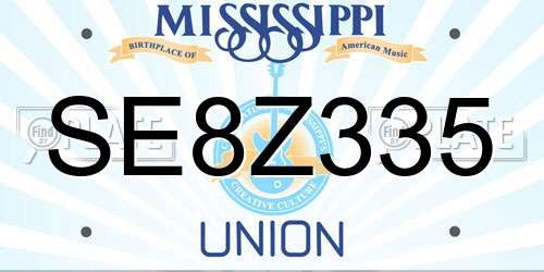 SE8Z335 Mississippi License Plate