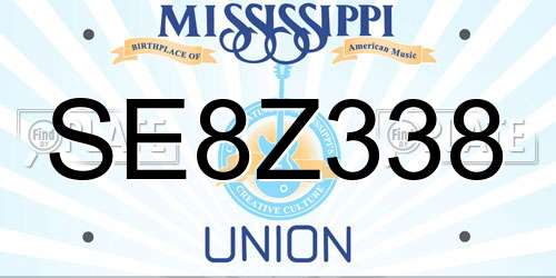 SE8Z338 Mississippi License Plate