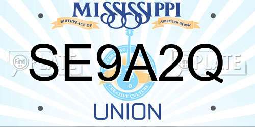 SE9A2Q Mississippi License Plate
