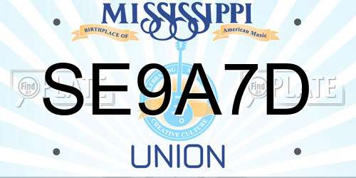 SE9A7D Mississippi License Plate