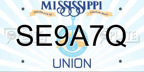 SE9A7Q Mississippi License Plate