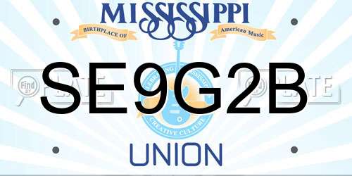 SE9G2B Mississippi License Plate