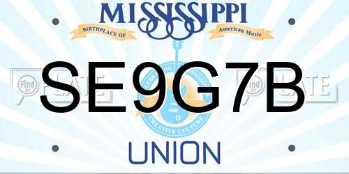SE9G7B Mississippi License Plate