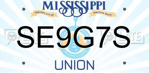 SE9G7S Mississippi License Plate