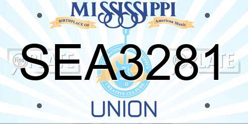SEA3281 Mississippi License Plate
