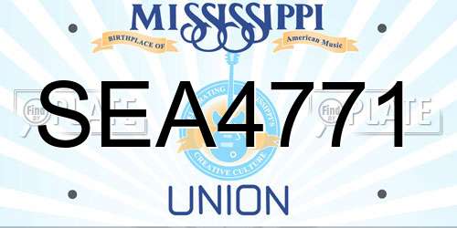 SEA4771 Mississippi License Plate
