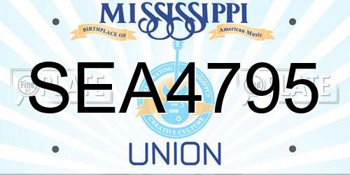 SEA4795 Mississippi License Plate