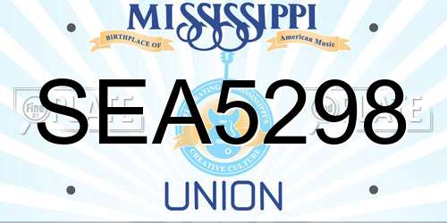 SEA5298 Mississippi License Plate