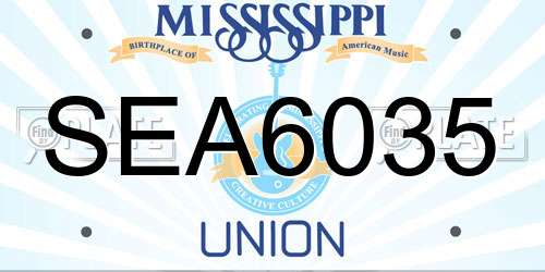 SEA6035 Mississippi License Plate
