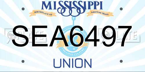 SEA6497 Mississippi License Plate