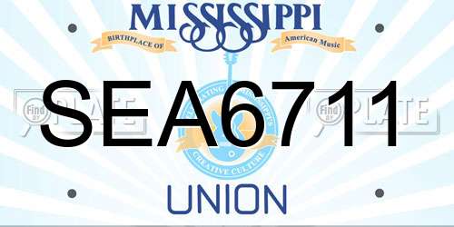 SEA6711 Mississippi License Plate