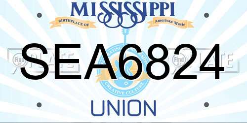 SEA6824 Mississippi License Plate