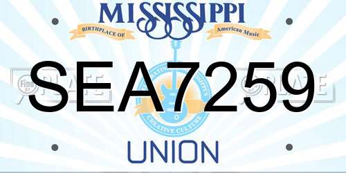 SEA7259 Mississippi License Plate
