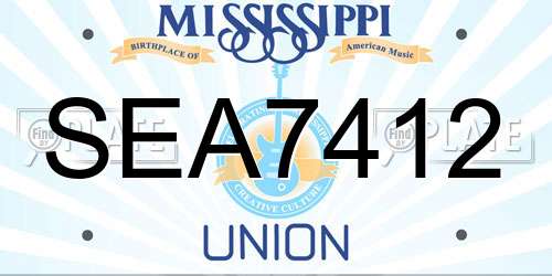 SEA7412 Mississippi License Plate
