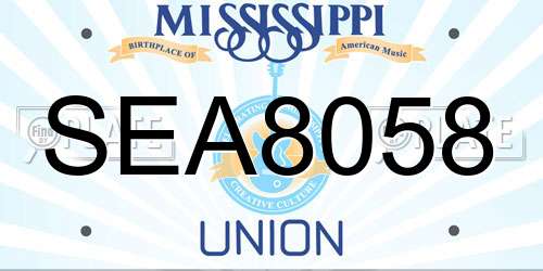 SEA8058 Mississippi License Plate