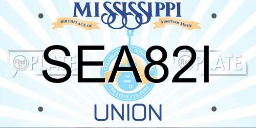 SEA82I Mississippi License Plate