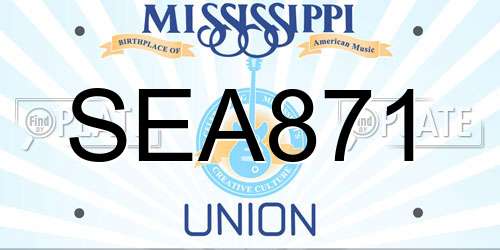 SEA871 Mississippi License Plate