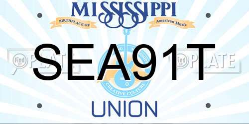 SEA91T Mississippi License Plate