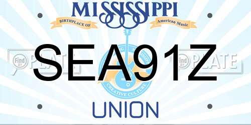 SEA91Z Mississippi License Plate