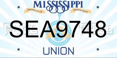 SEA9748 Mississippi License Plate