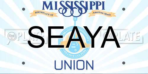 SEAYA Mississippi License Plate