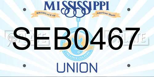 SEB0467 Mississippi License Plate