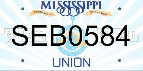 SEB0584 Mississippi License Plate