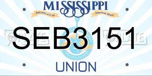 SEB3151 Mississippi License Plate