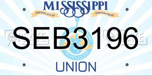 SEB3196 Mississippi License Plate