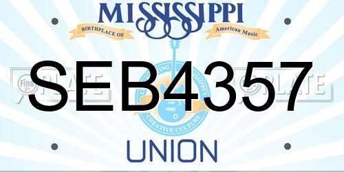SEB4357 Mississippi License Plate