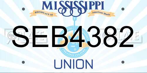 SEB4382 Mississippi License Plate