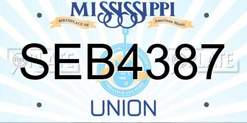 SEB4387 Mississippi License Plate