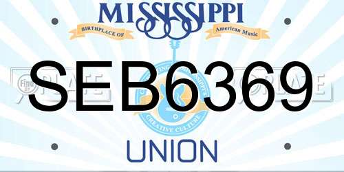 SEB6369 Mississippi License Plate