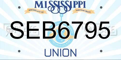 SEB6795 Mississippi License Plate
