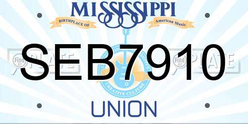 SEB7910 Mississippi License Plate