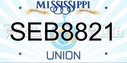 SEB8821 Mississippi License Plate
