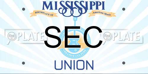 SEC Mississippi License Plate