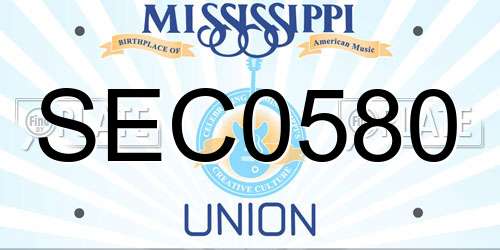 SEC0580 Mississippi License Plate