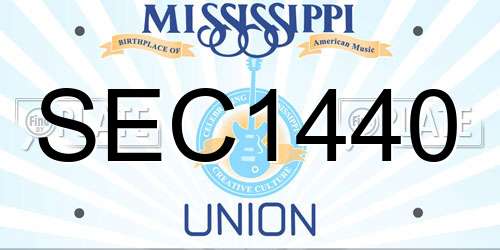 SEC1440 Mississippi License Plate