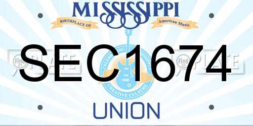 SEC1674 Mississippi License Plate