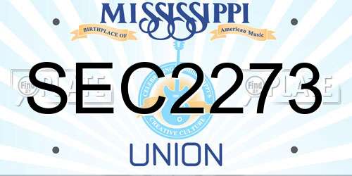 SEC2273 Mississippi License Plate