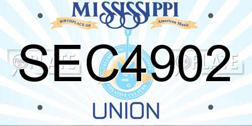 SEC4902 Mississippi License Plate