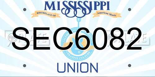 SEC6082 Mississippi License Plate