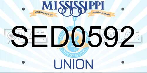 SED0592 Mississippi License Plate